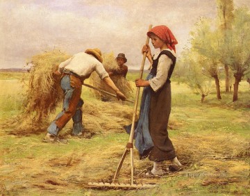  Realism Oil Painting - La Recolte Des Foins farm life Realism Julien Dupre